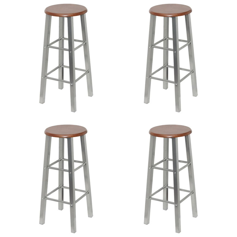 Tabourets de bar en MDF argent et brun