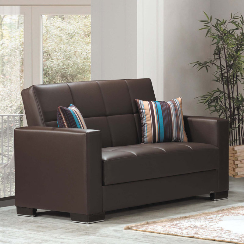 PrimeNest NimbusFlow Collection Upholstered Convertible Loveseat with Storage