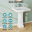 Lavabo de salle de bain carré en céramique blanche pour salle de bain 26,4 x 21,7 x 34,1 pouces