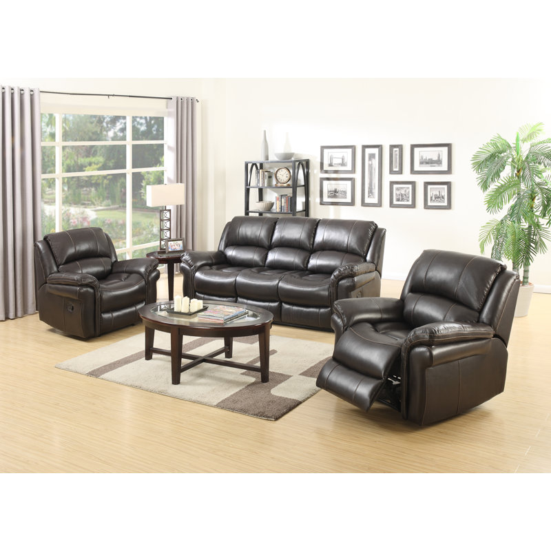 Arles 2 Seater Reclining Loveseat, Manual, Black