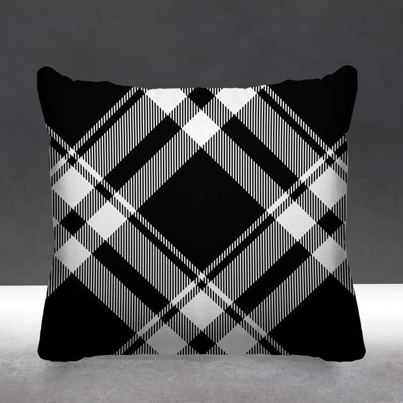 Oscar Abstract Outdoor Reversible Throw Pillow, 17W" x 17H", Black