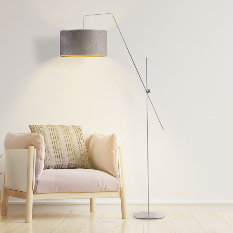 Lurlyne 176cm Task Floor Lamp, Grey/Gold