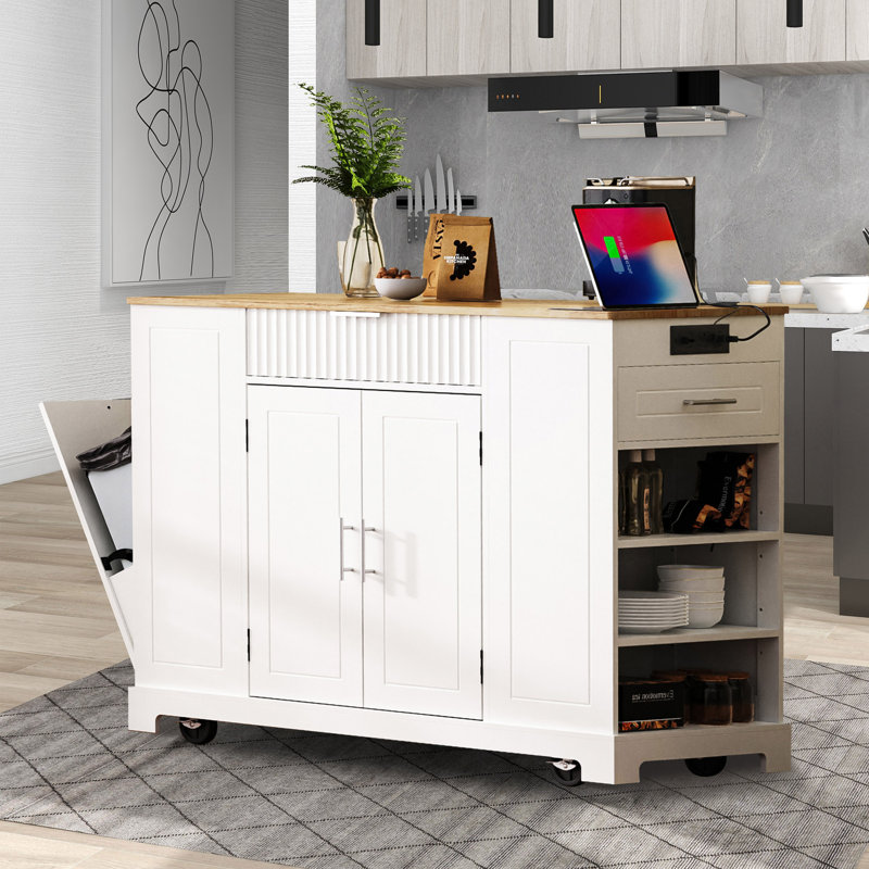 Îlot de cuisine 48,5 po Justina, Blanc