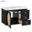 Meuble-lavabo de style Mid-Century, lavabo inclus, plusieurs espaces de rangement, meuble-lavabo à fermeture en douceur avec évier, style, compartiments à pleine extension, fonctionnement silencieux, fabrication
