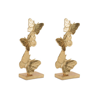 Ensemble de 2 papillons dorés empilés