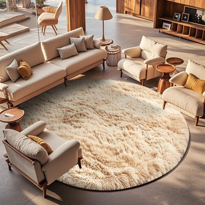 Plush Round Area Rug, Soft Fuzzy Shag Rug for Bedroom Living Room Balcony, Fluffy Carpet for Home Decor, Non-Slip Cozy Decorative Rug.