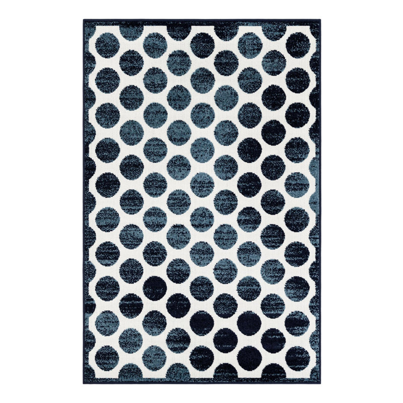 Sabrina Soto Dots Indoor/Outdoor Rug Navy Blue, Rectangle 4'1" x 6'1"