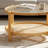 Modern Round Double-layer Coffee Table (natural Color), Rattan Body + Bamboo Frame, Glass Tabletop + Pvc Rattan Storage Shelf, Suitable For Living Room & Office Scenarios