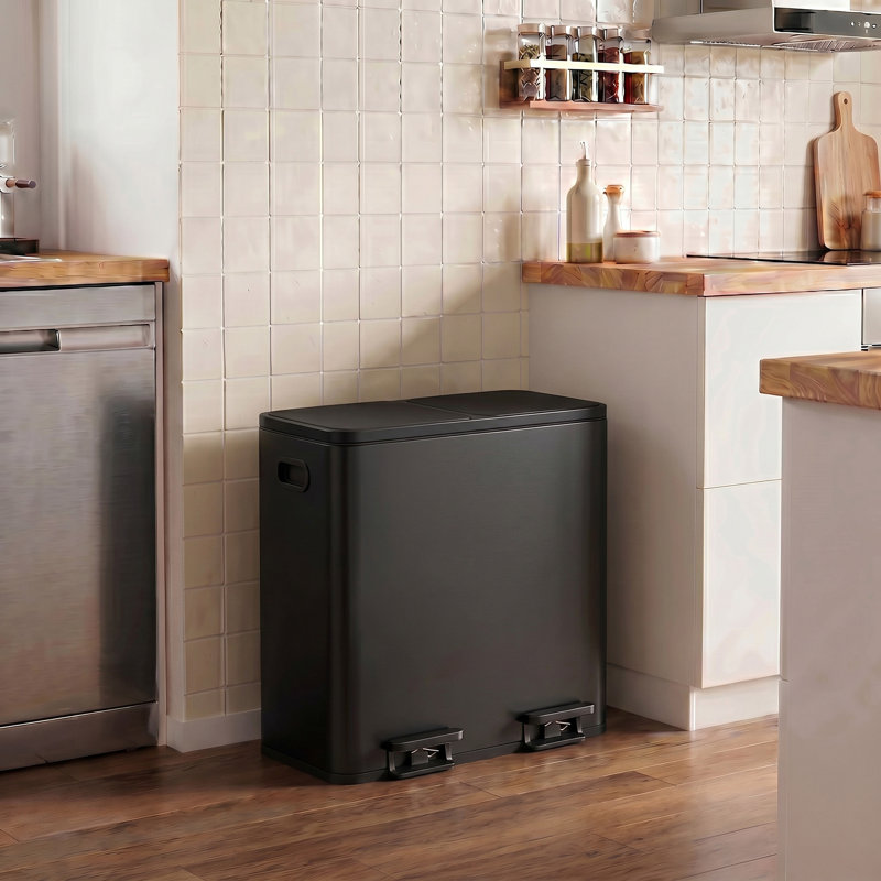 2 poubelles à compartiments 10,6 gallons avec 15 sacs poubelles, Gris ardoise