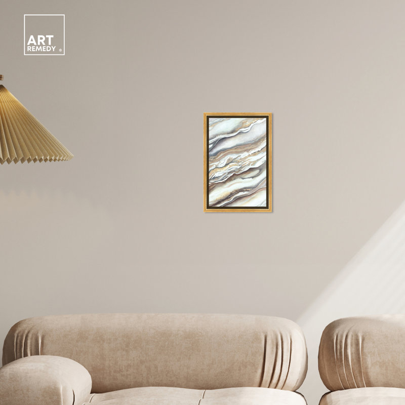 Gold Framed Neutral Abstract Canvas Wall Art, 11.5 x 16.5