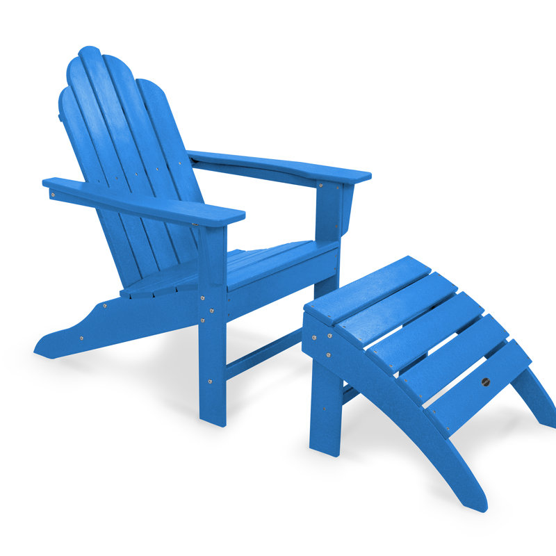 POLYWOOD Long Island Adirondack 2-Piece Set, Pacific Blue