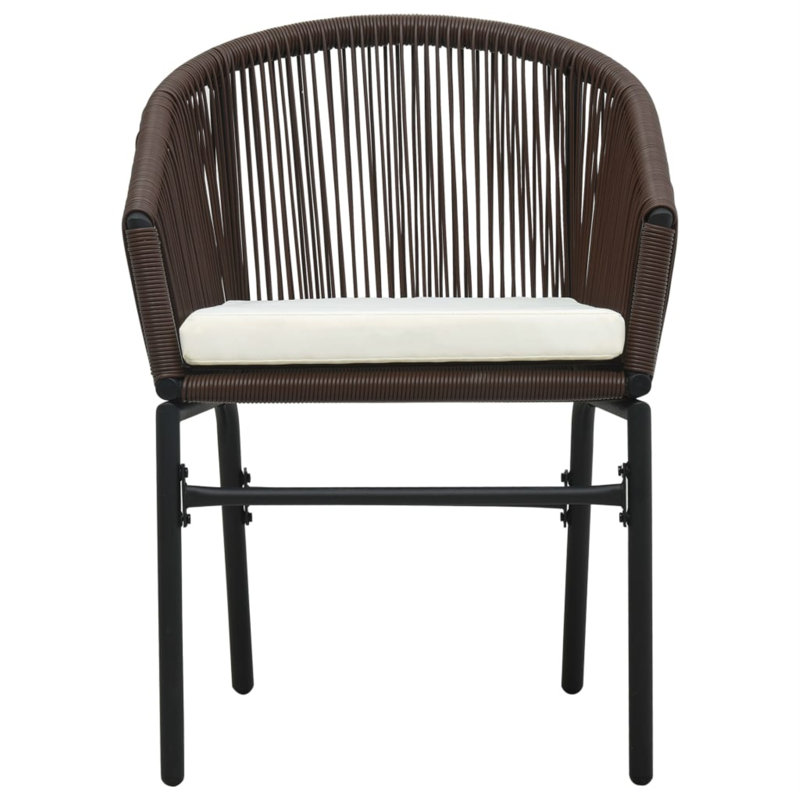 Kuo 3 Piece Lounge Chair with Cushions, Brown Frame/White Cushion