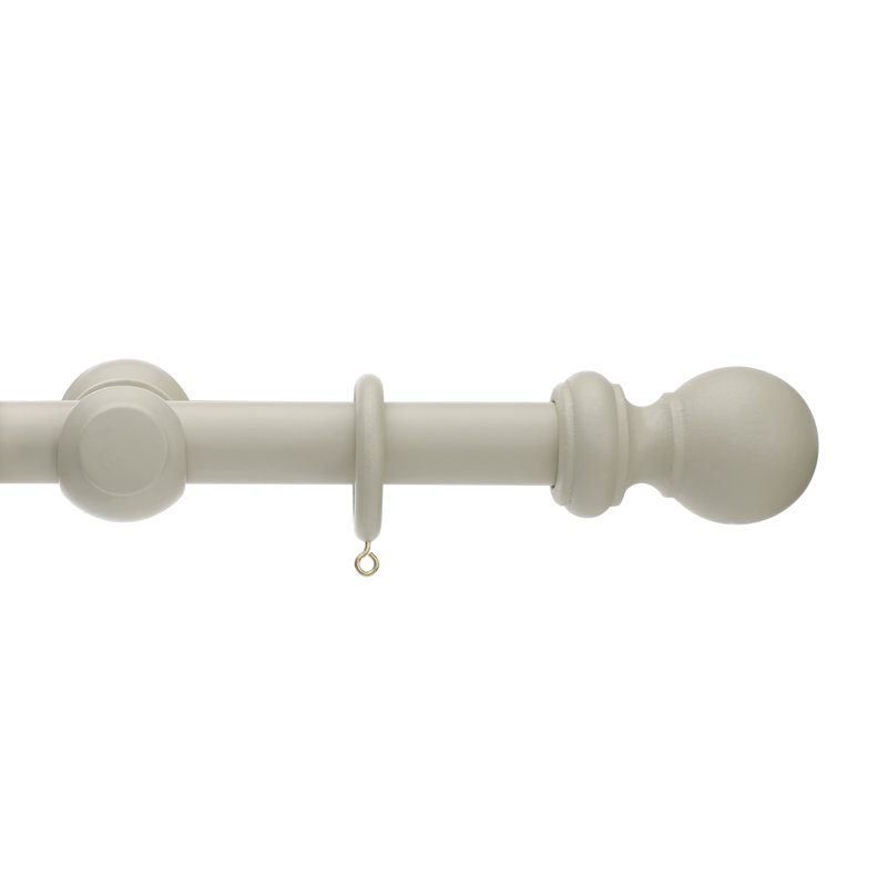 Keswick Wooden Complete Curtain Pole and Hardware Set, 2.8cm H x 200cm W x 2.8cm D, Stone