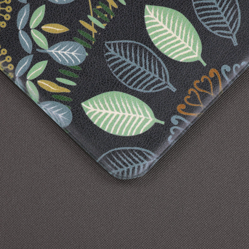 Jalissia Anti-Fatigue Non-Skid Kitchen Mat, Runner 20" x 31.5" + 20" x 59", Gray/Beige/Dark Green/Blue