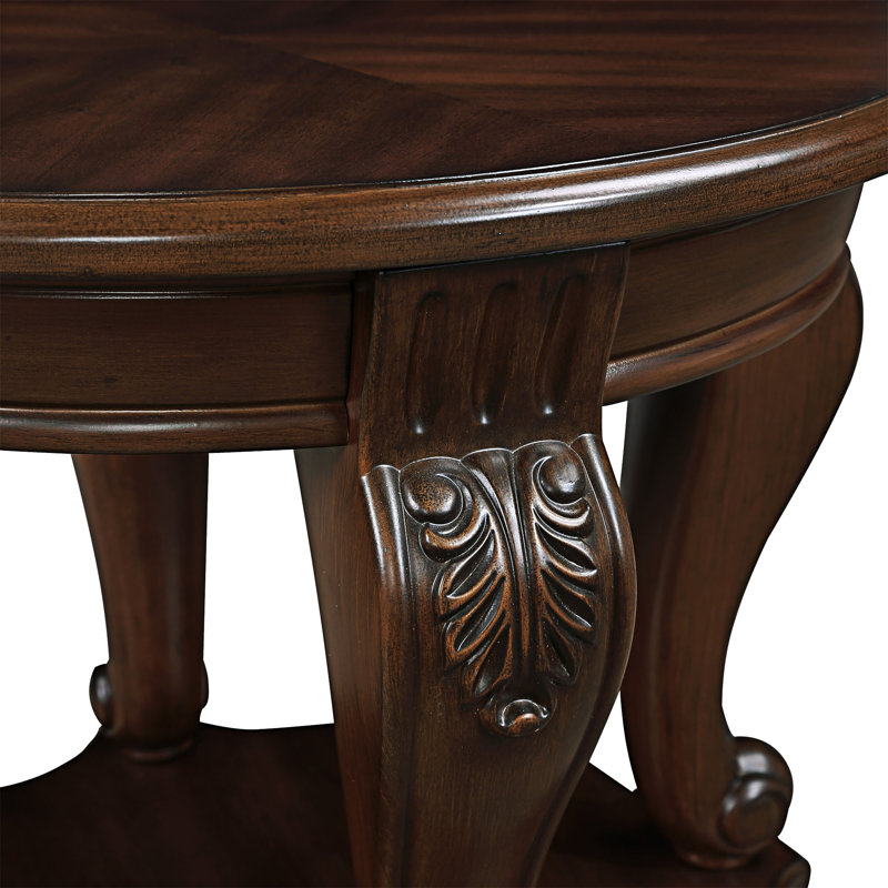 Wood Sofa Side Table With Shelf, Cherry, Cherry