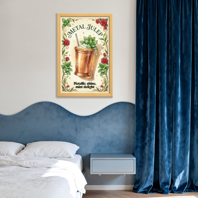 Nourriture et boissons en métal Julep avec roses et menthe, H 30 po x l 20 po, Toile tendue, Ne s’applique pas