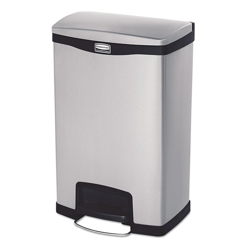 Slim Jim&reg; Steel Kitchen Trash Can, Black, 13 Gallons