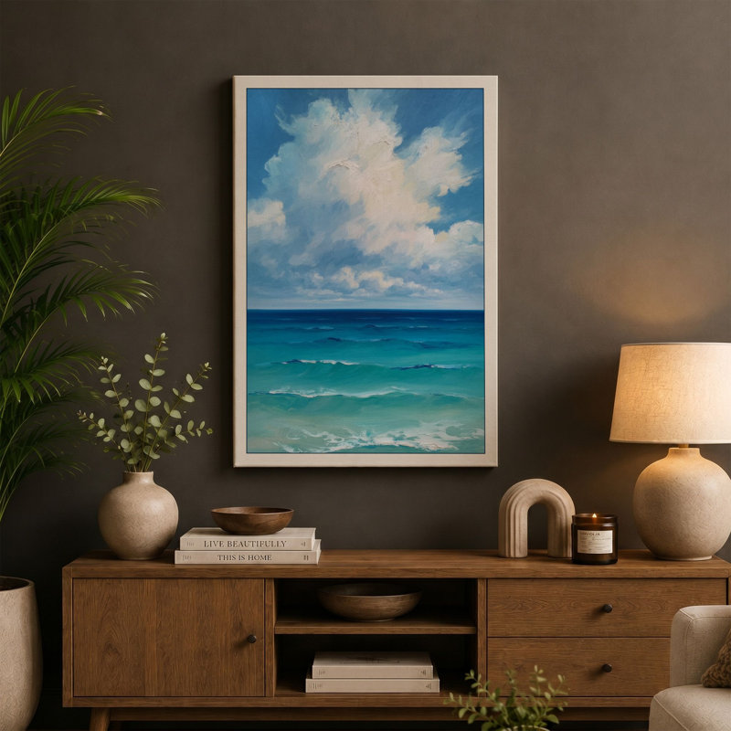 Tropical Waters Coastal - Wrapped Canvas, 18x12 - 45.7 x 30.5 cm, Terracotta Border