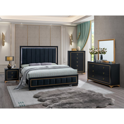 Boone E054425201EF4158A12C345E5D8E9255 Full Bed , Black/Gold