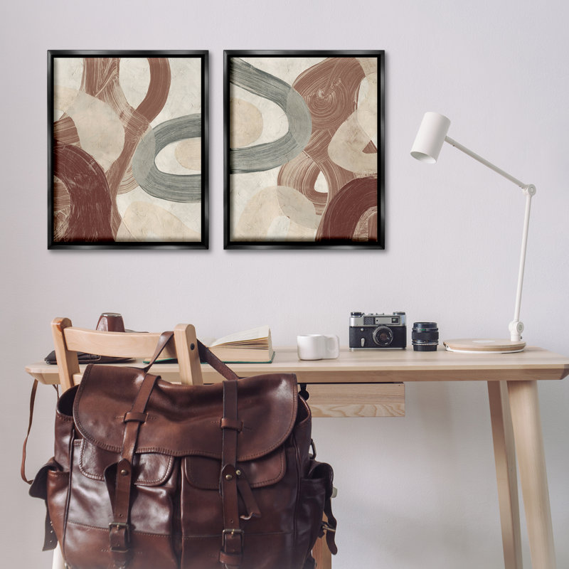 «Curvy Abstract Swirls», ensemble de 2 toiles flottantes encadrées par June Erica Vess, H 31 po x l 25 po