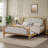 French Country Tufted Headboard Bed with Solid Pine Wood-116844576-116844580