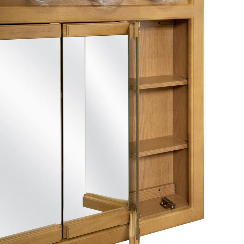 Bathroom Medicine Cabinet, Wall Mounted, Mirror, 30" H x 24" W x 5.13" D, Nutmeg Oak