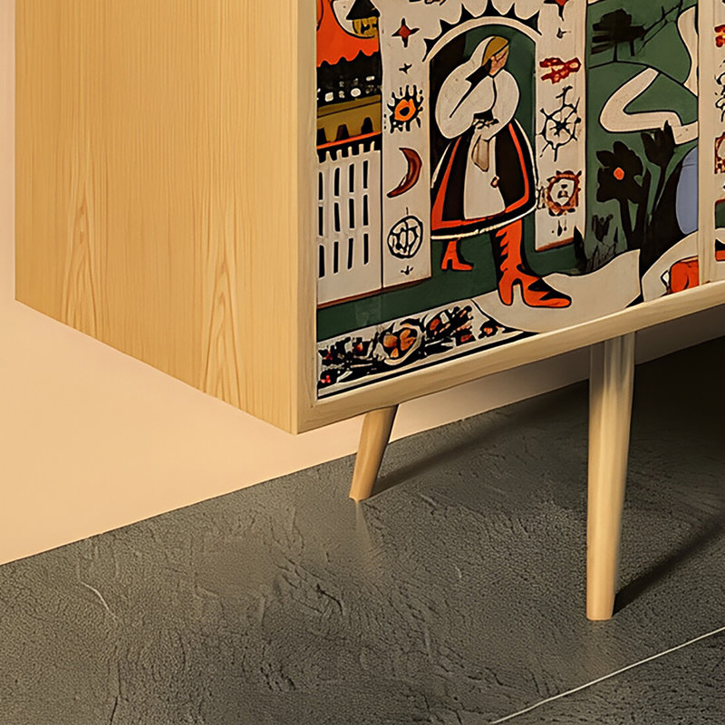 Buffet rétro avec rangement, Brun orangé