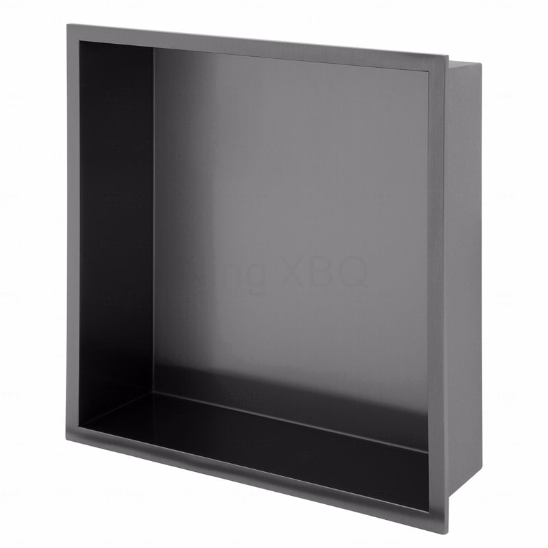 12" X 12" Stainless Steel Shower Niche, Gunmetal Black, Gunmetal Black, 12" H x 12" W x 3.94" D
