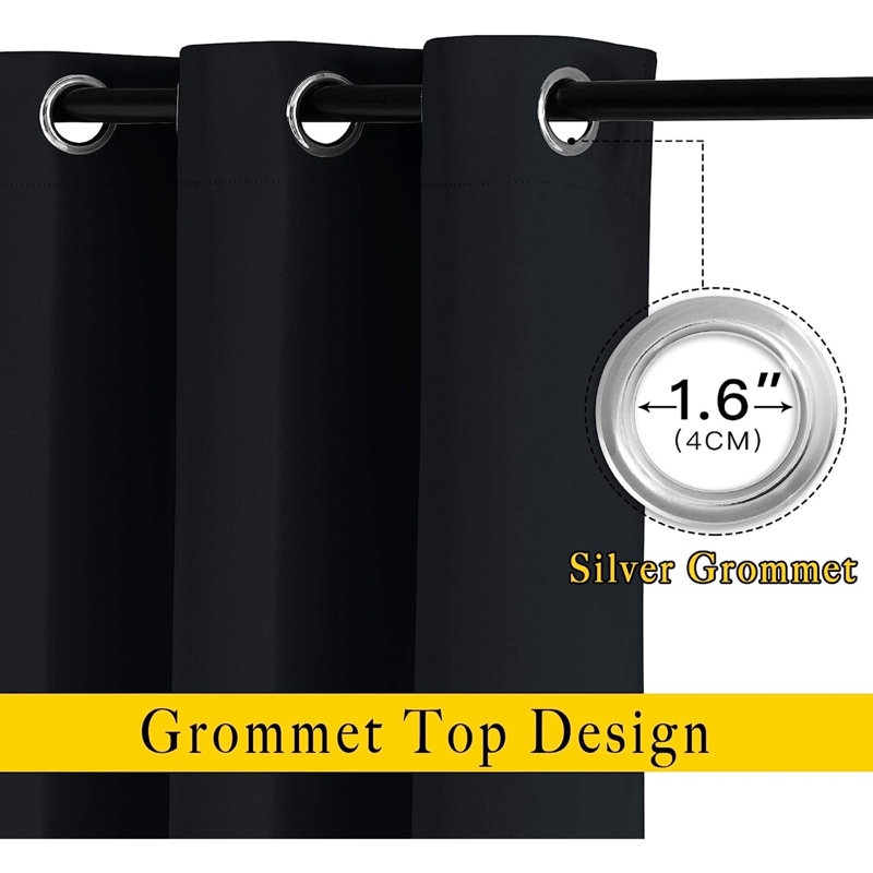 Blackout Curtain Pair, Matte Black, 52" W x 54" L