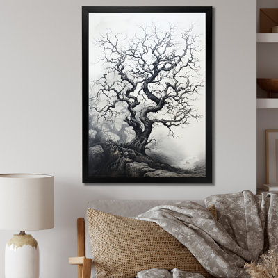 «Ludbert Grey White Tree Whispering Winds On», reproduction sur toile