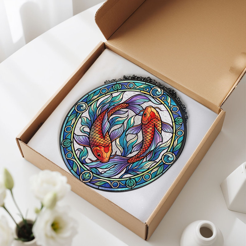 Panneau de vitrail Koi Fish, H 12 po, 12"H