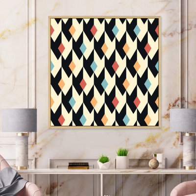 «Red Blue, Yellow Diamonds On Triangular Shapes II», reproduction d'art sur toile