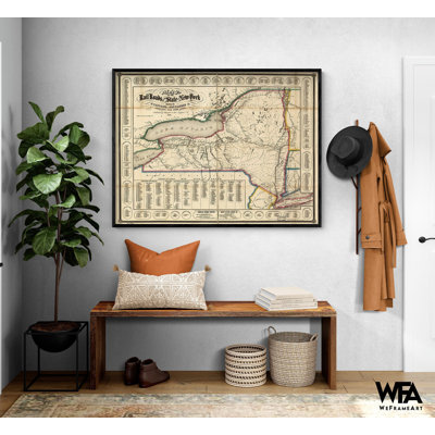 New York, impression des stations et des connexions avec d'autres routes, art de New York, impression de carte de chemin de fer, impression de New York antique
