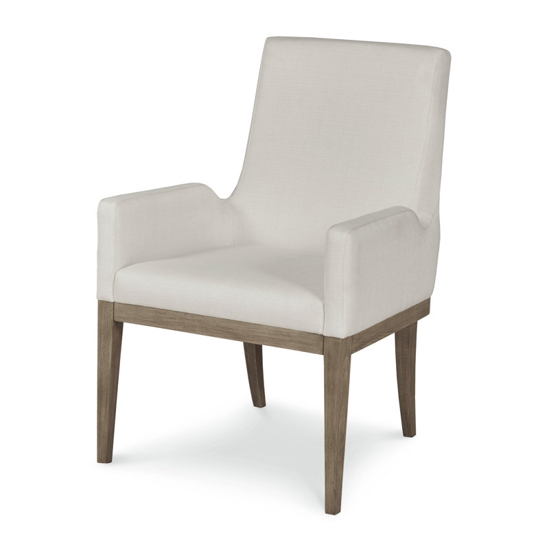 Marten Upholstered Arm Chair, White, Greige