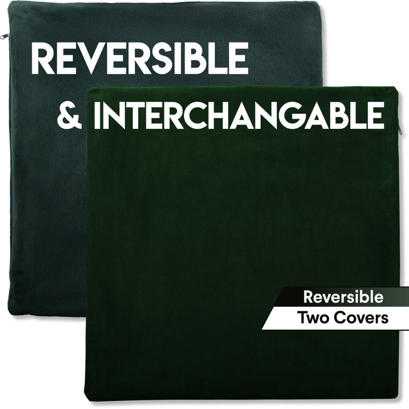 Microsuede Outdoor Reversible Throw Pillow, Ramona Green, 18" x 18", Pillow Cover Only - No Insert