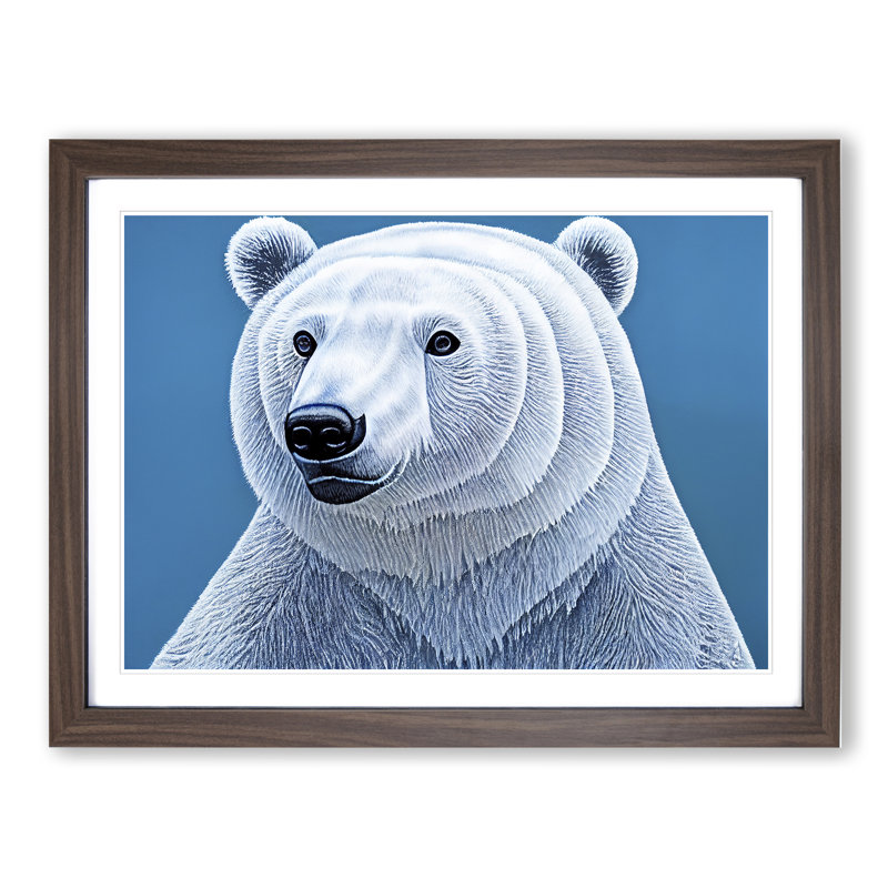 Edgy Polar Bear - Single Picture Frame Print, 46cm H x 64cm W x 2cm D, Walnut Frame
