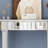 Modern Mirrored Glass Console Table With Open Storage Shelves And Retro Style