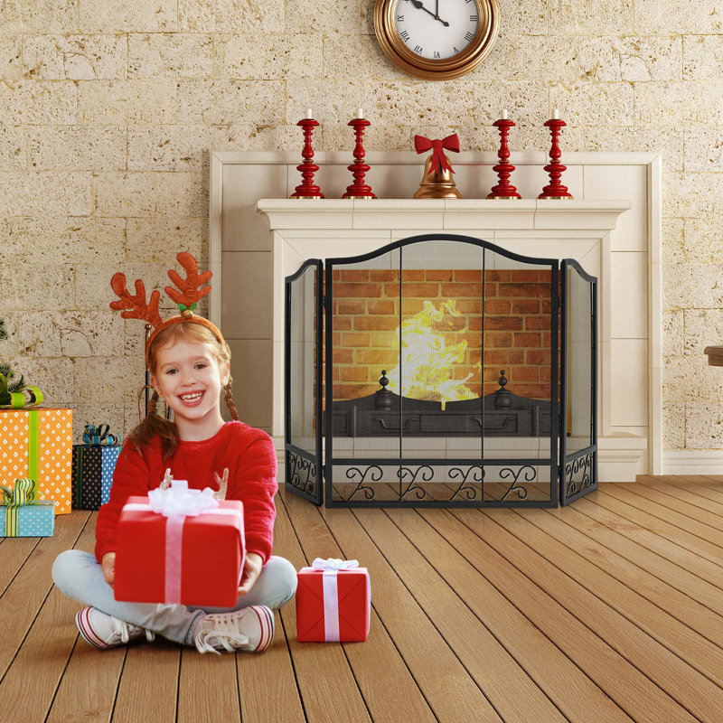 Derrion 3 Panel Iron Fireplace Screen