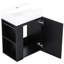 Meuble-lavabo de 20 po avec lavabo en céramique, poignée de porte à motif de losanges et tablettes de rangement latérales - petit cabinet moderne avec barre à serviettes, fabrication en panneau de fibres à densité moyenne, assemblage requis-126278571