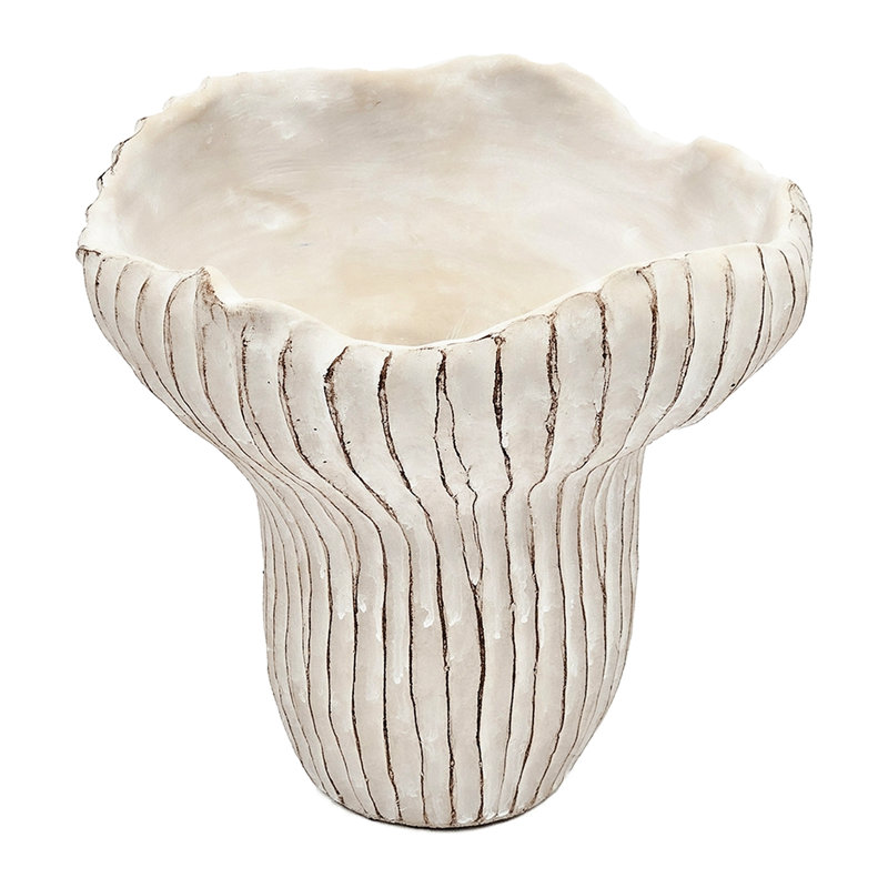 Sand And Cement Coral Planter 9.3X9x8.7 In, Textured Beige Finish, Wavy Irregular Form For Succulents In Interior Spaces Weathered Look, Shape Trailing Plants Home Decor