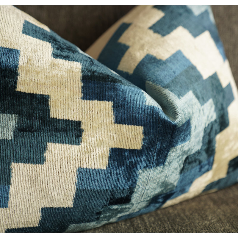 Chevron Feather Throw Pillow, Blue