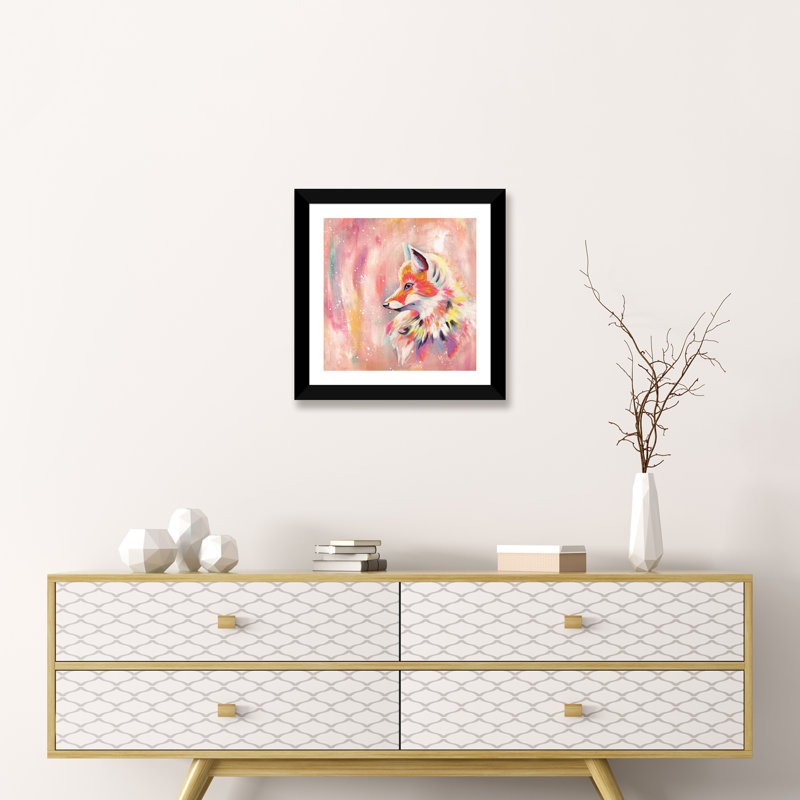 «Magic Fox» par Stephanie Corfee - reproduction d'art, Papier encadré noir, Blanc, H 16 po x l 16 po x p 1 po