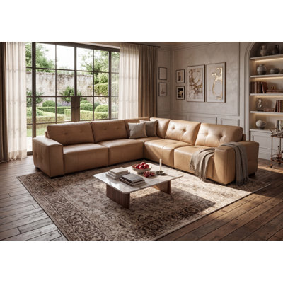 Upholstered Leather 5-piece L-sectional