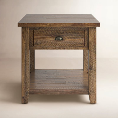 Castile Solid Wood End Table with Storage