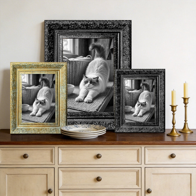 Cadre photo noir 3 pièces 5 po x 7 po avec finition décorative noire, 3, L 5 po x H 7 po, Black