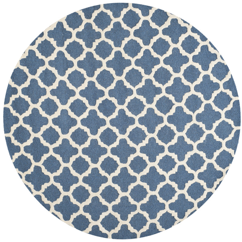 Cannen Hand Tufted Wool Geometric Rug, Round 6'