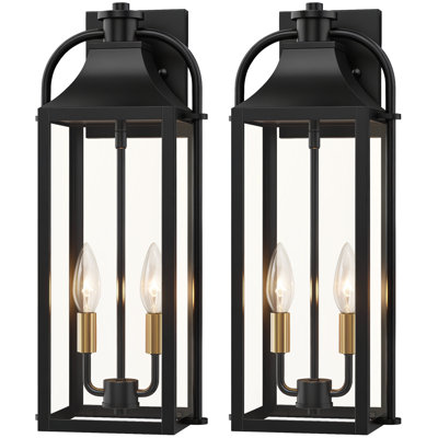 2-Light 19" Outdoor Wall Lantern, Modern Farmhouse Exterior Sconce