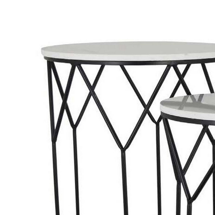 Bar Rek Rond Red Barrel Studio® Ensemble de 2 tables d'appoint, plateau rond en ...
