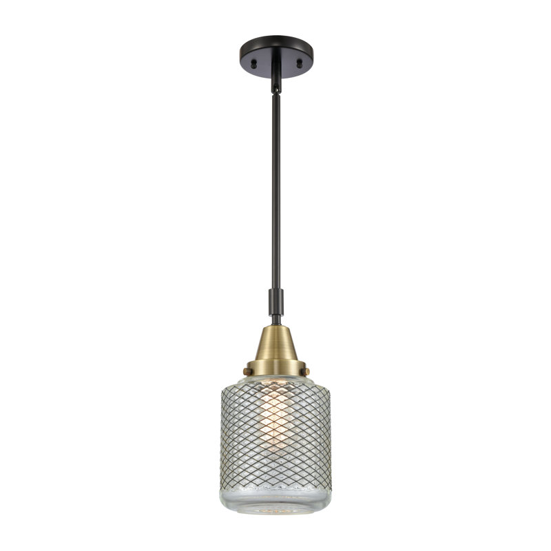 Luminaire suspendu cylindrique à 1 lumière Iyana, Ampoule non incluse, Laiton antique noir