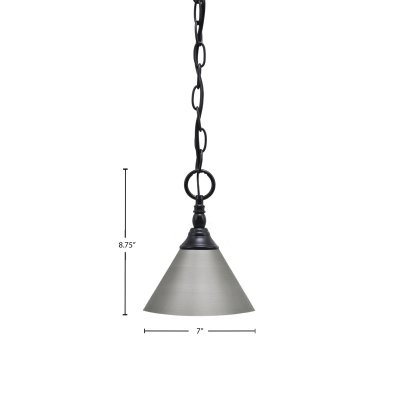 Mini-luminaire suspendu à chaîne avec abat-jour, Noir mat, Nickel brossé